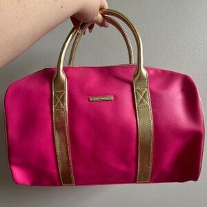 NEW Juicy Couture Hot Pink Gold Trimmed Mini Duffle Purse Velvet Sides 12 X 16"